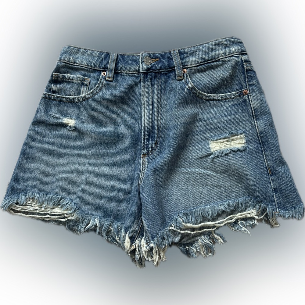 Dynamite Denim Blue Distressed Women's Shorts with Rips Size 26